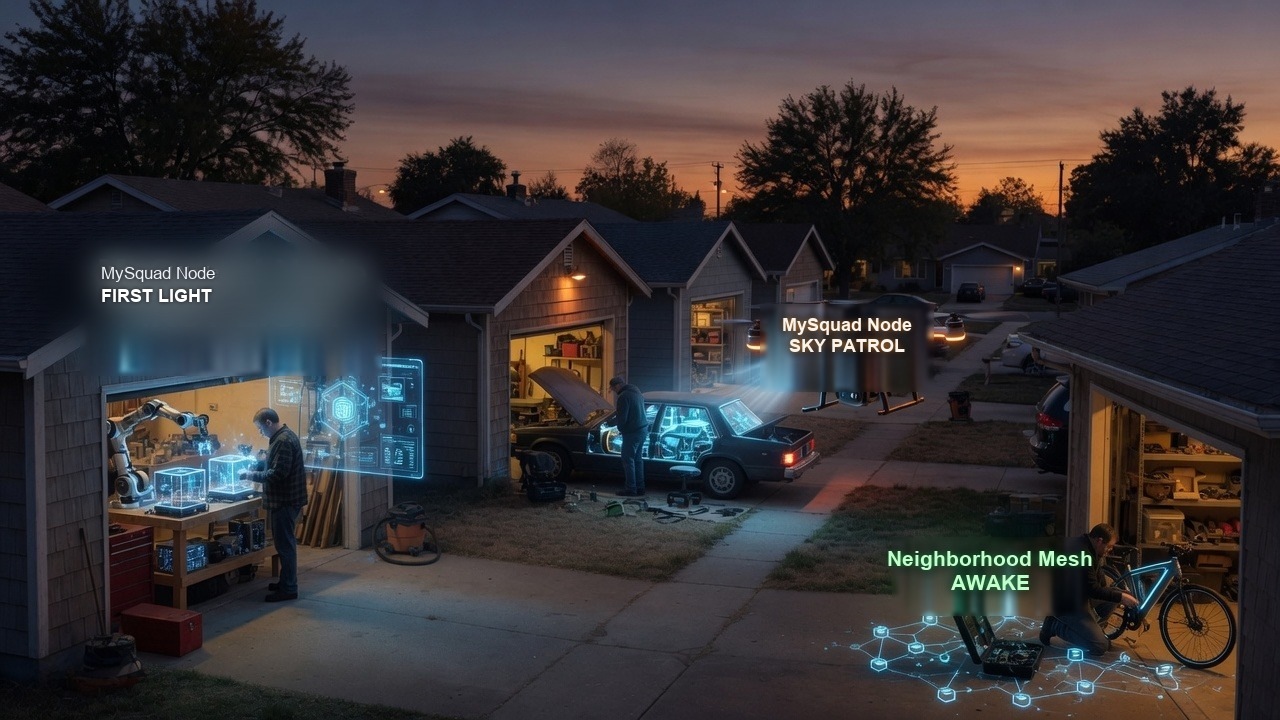 3D district map — glowing neighborhood nodes