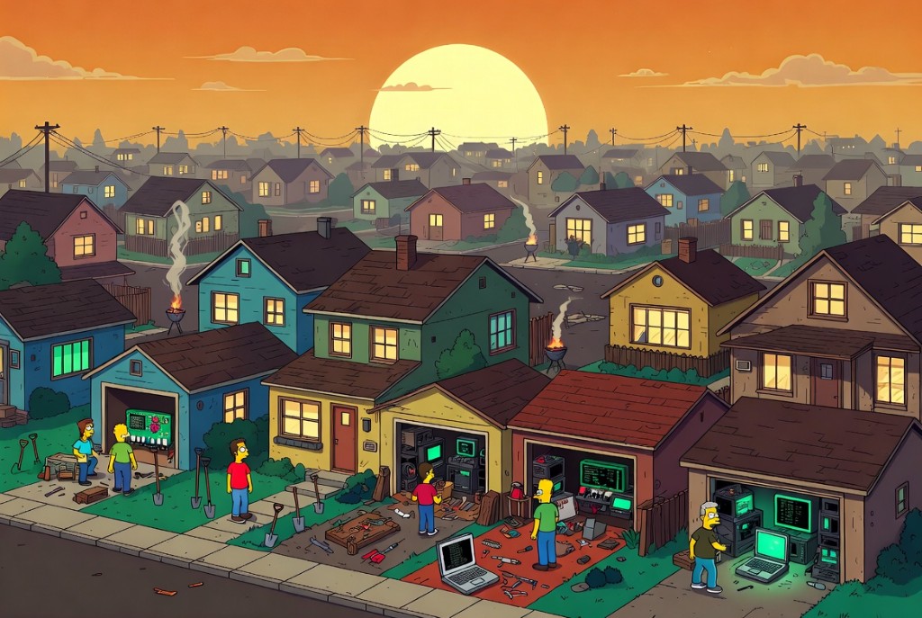 Suburban garage neighborhood